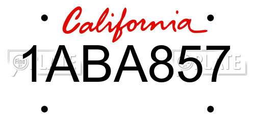 1ABA857 California License Plate