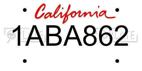 1ABA862 California License Plate