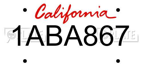 1ABA867 California License Plate