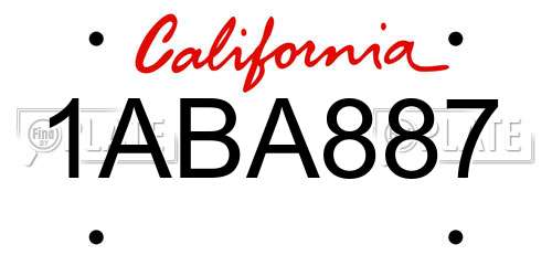 1ABA887 California License Plate