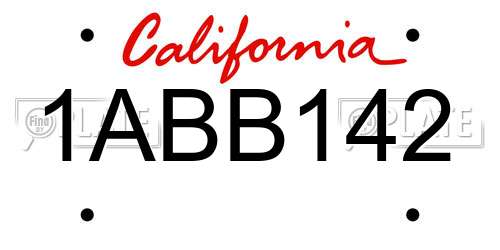 1ABB142 California License Plate
