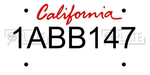 1ABB147 California License Plate