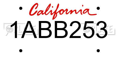 1ABB253 California License Plate