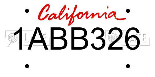 1ABB326 California License Plate
