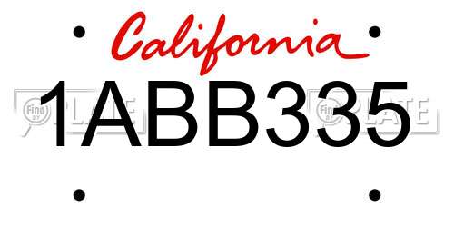 1ABB335 California License Plate