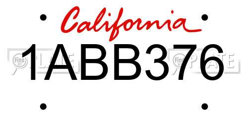 1ABB376 California License Plate