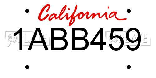1ABB459 California License Plate
