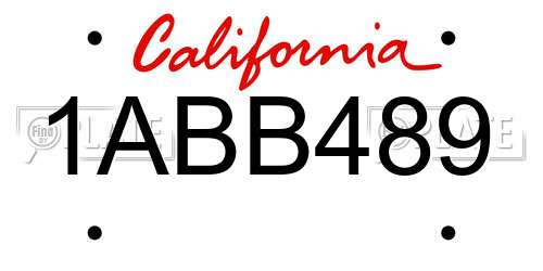 1ABB489 California License Plate