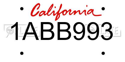 1ABB993 California License Plate