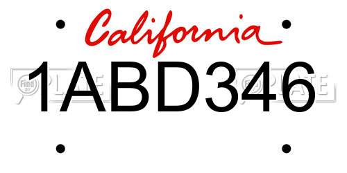 1ABD346 California License Plate