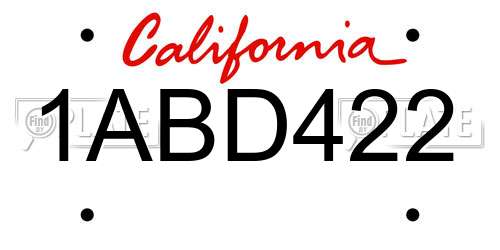 1ABD422 California License Plate