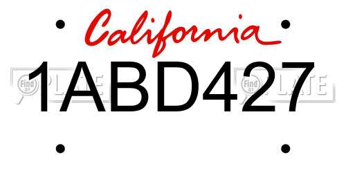 1ABD427 California License Plate