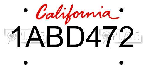 1ABD472 California License Plate
