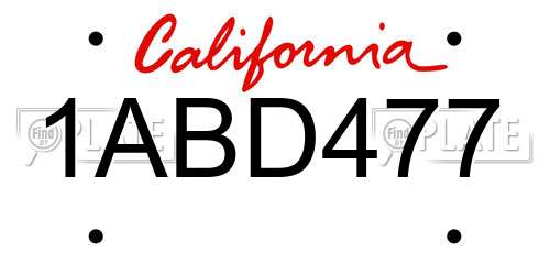 1ABD477 California License Plate