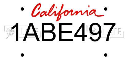 1ABE497 California License Plate
