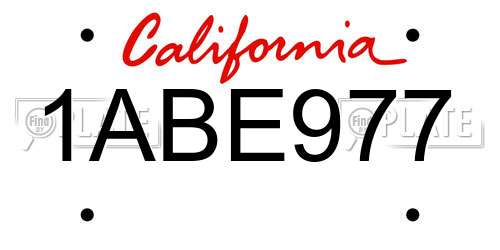 1ABE977 California License Plate