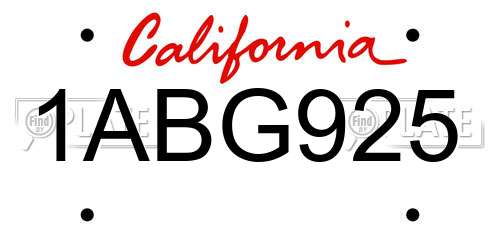 1ABG925 California License Plate