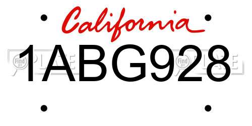 1ABG928 California License Plate