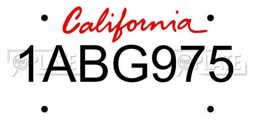 1ABG975 California License Plate