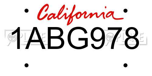 1ABG978 California License Plate