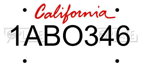 1ABO346 California License Plate