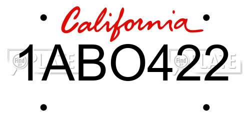 1ABO422 California License Plate