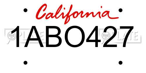 1ABO427 California License Plate