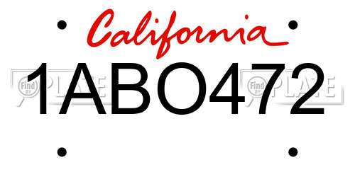 1ABO472 California License Plate