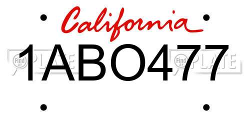 1ABO477 California License Plate