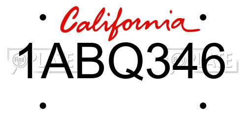1ABQ346 California License Plate