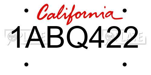 1ABQ422 California License Plate