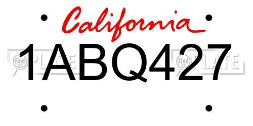1ABQ427 California License Plate
