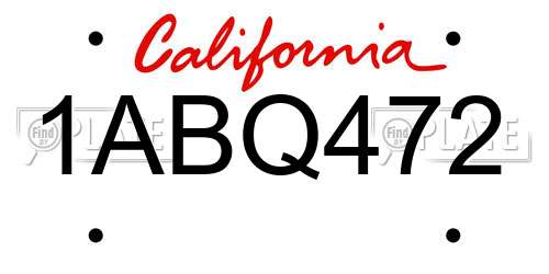 1ABQ472 California License Plate