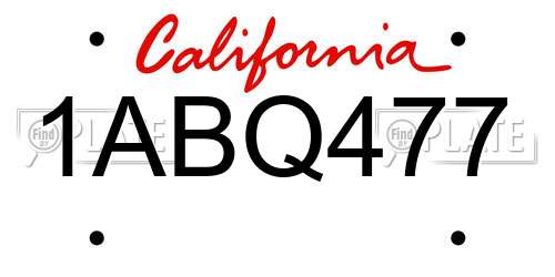 1ABQ477 California License Plate