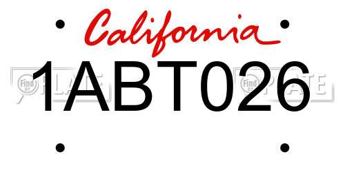 1ABT026 California License Plate