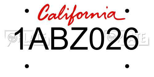 1ABZ026 California License Plate