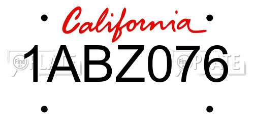 1ABZ076 California License Plate