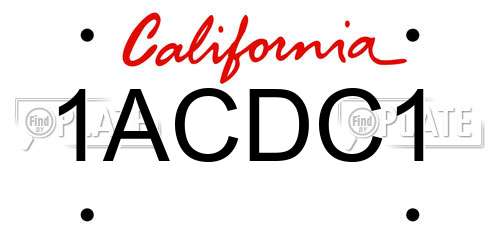 1ACDC1 California License Plate