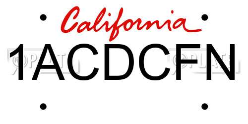 1ACDCFN California License Plate