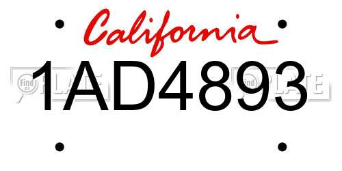 1AD4893 California License Plate