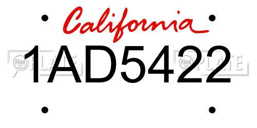 1AD5422 California License Plate