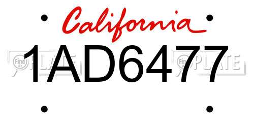 1AD6477 California License Plate