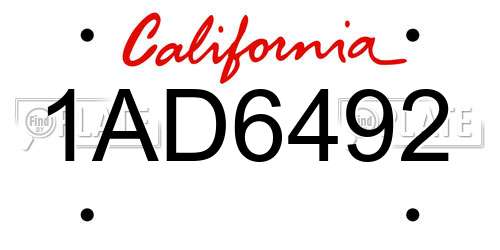 1AD6492 California License Plate
