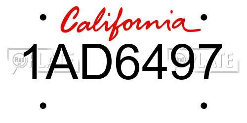 1AD6497 California License Plate