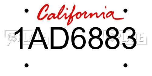 1AD6883 California License Plate