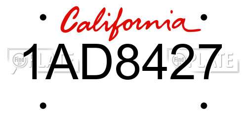 1AD8427 California License Plate