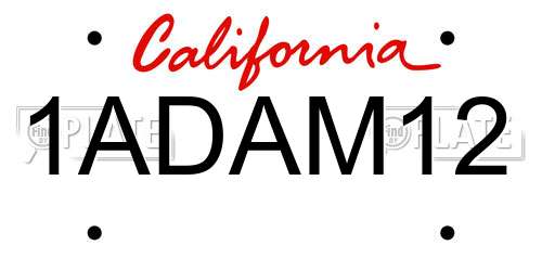 1ADAM12 California License Plate