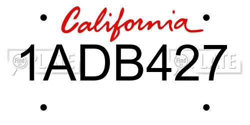 1ADB427 California License Plate