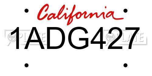 1ADG427 California License Plate