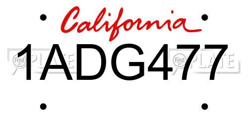 1ADG477 California License Plate